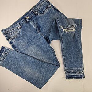 BLANK NYC The Reade Crop Skinny Jean SIZE 31 Distressed Raw Hem MID RISE STRETCH